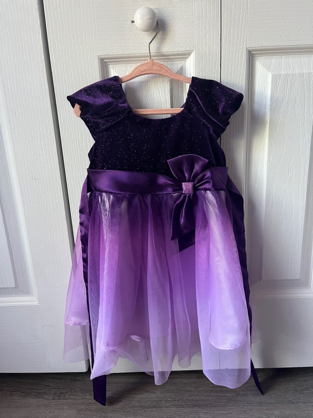 Jona Michelle Purple Ombre Tulle Bow Formal Dress